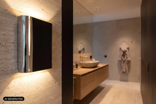 Lucide ATILA II - Wandleuchte Badezimmer - LED Dim. - CCT - 2x5W 2200K/3000K - IP54 - Chrom - Essential - AI 1